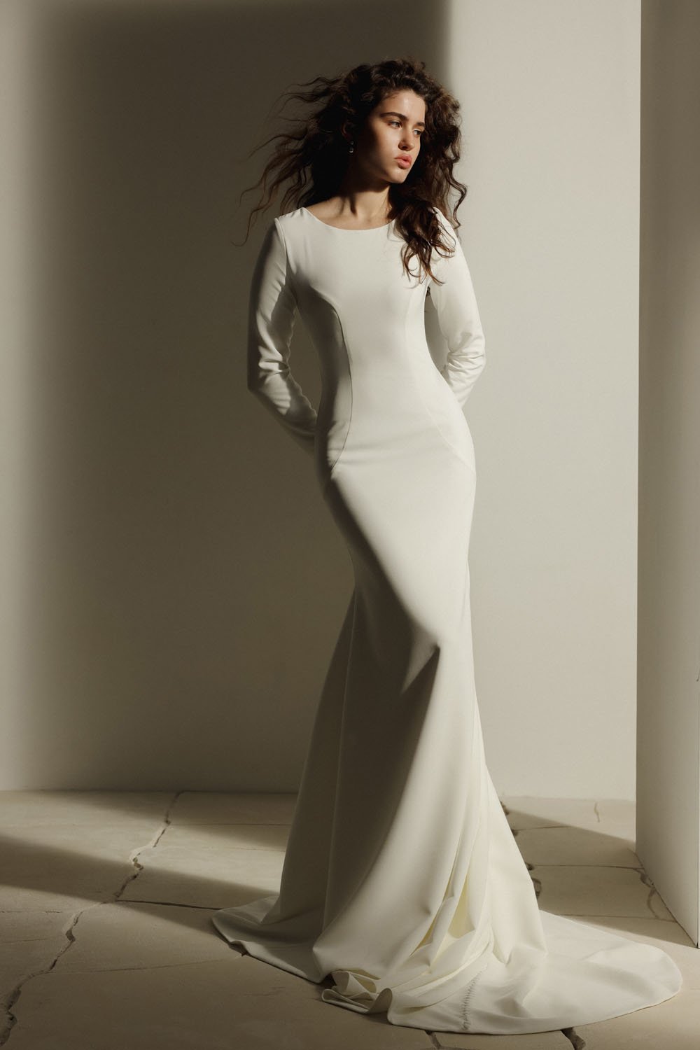 crepe wedding gown