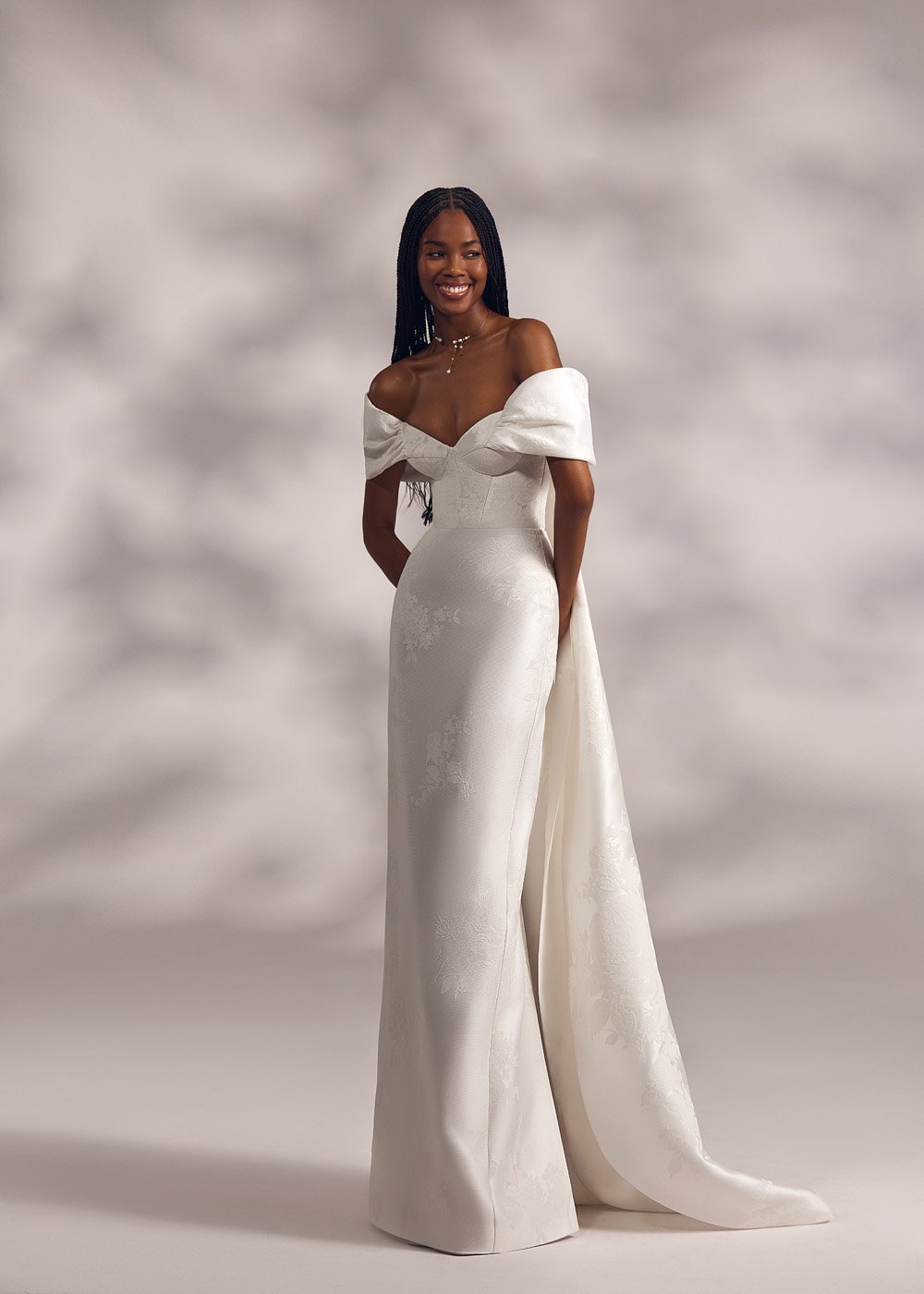 bridal gown with overskirt