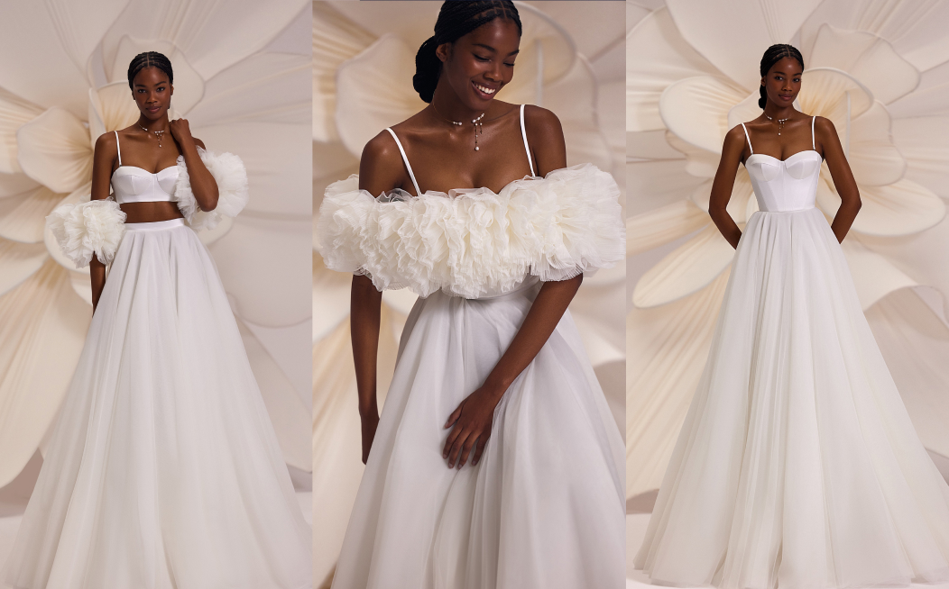 Transformation from formal ceremony style to elegant after-party look