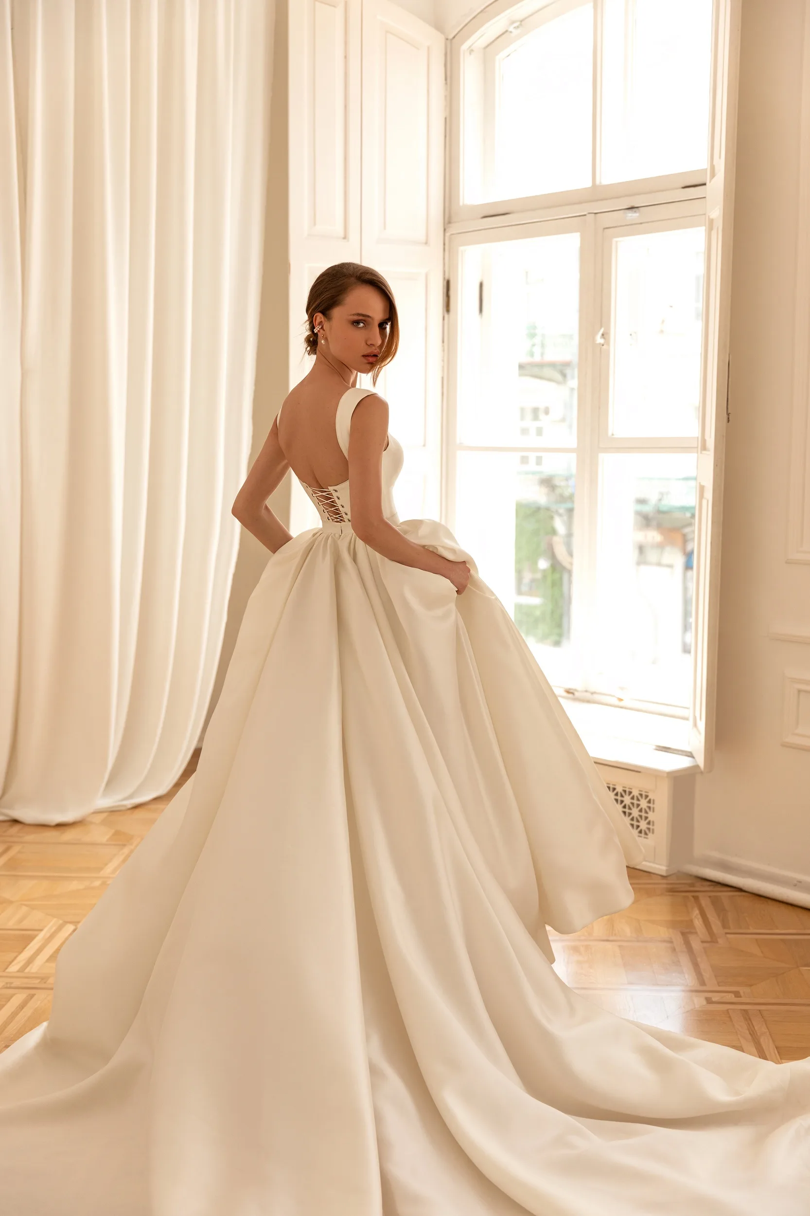 chinese dress ladies Mary A-line Deep V-neck Ivory Peach Wedding dress main image 0