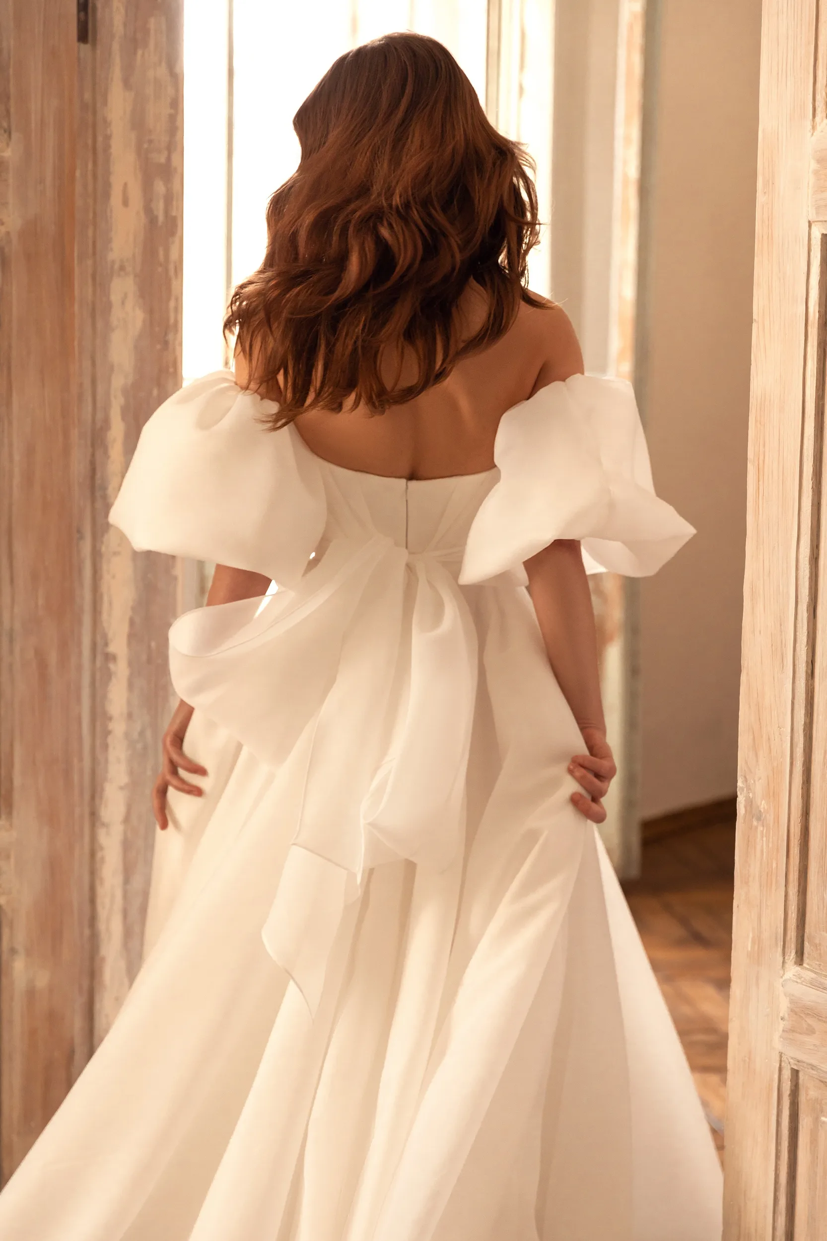 eva lendel short dress Low back wedding dress Coachella with feathers
