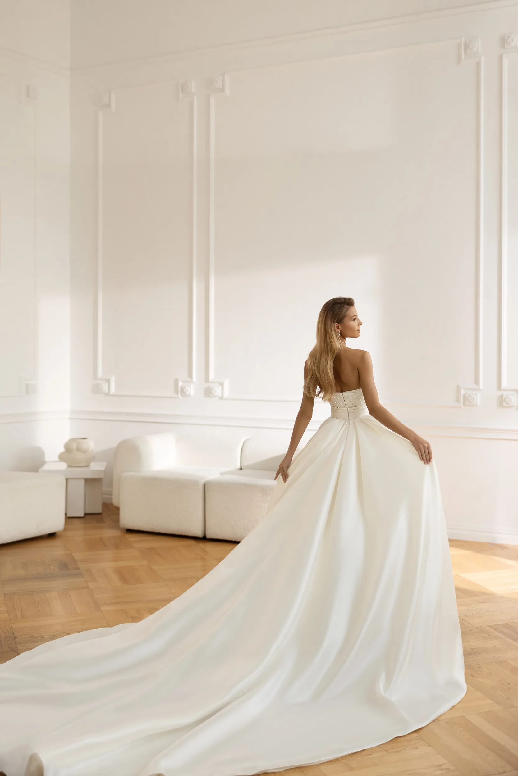 classic white wedding dress Elegant Wedding Dresses with Sleeves,A-line Classic Bridal Gown,WD00477, US26W / Ivory