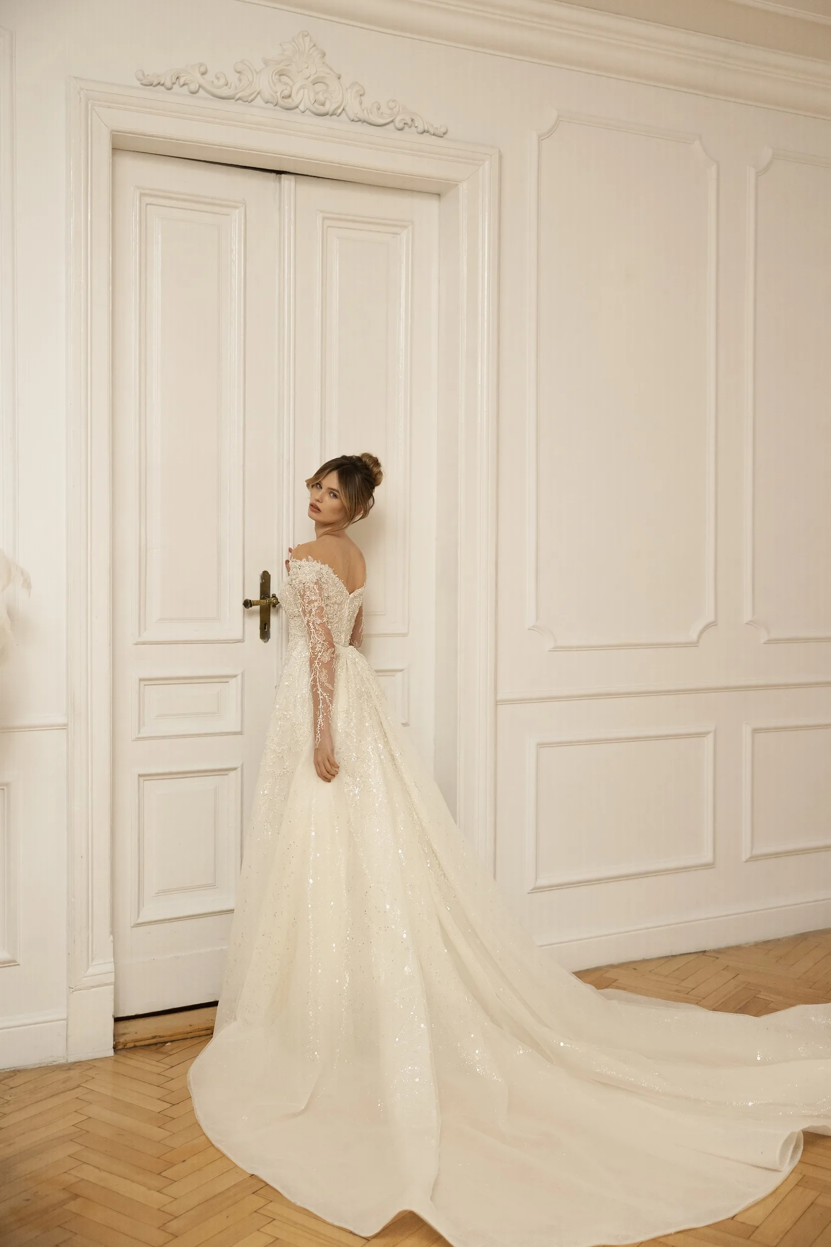 lara danika floral beaded sheath wedding dress Lara Danika Floral Beaded Sheath Beaded Dress in Natural