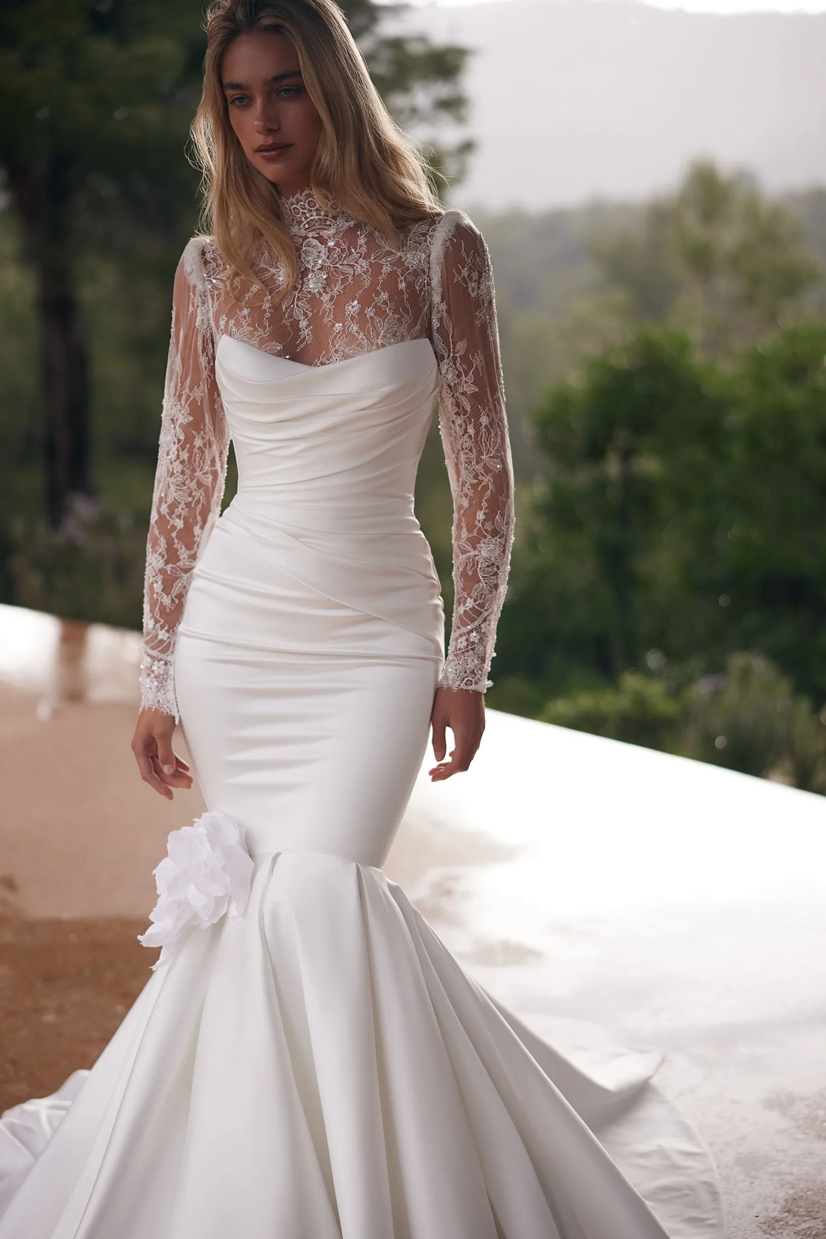 long to short wedding dresses Long Sleeve Short Bridal Gown by Adrianna Papell 31319 – ABC Fashion main image 1