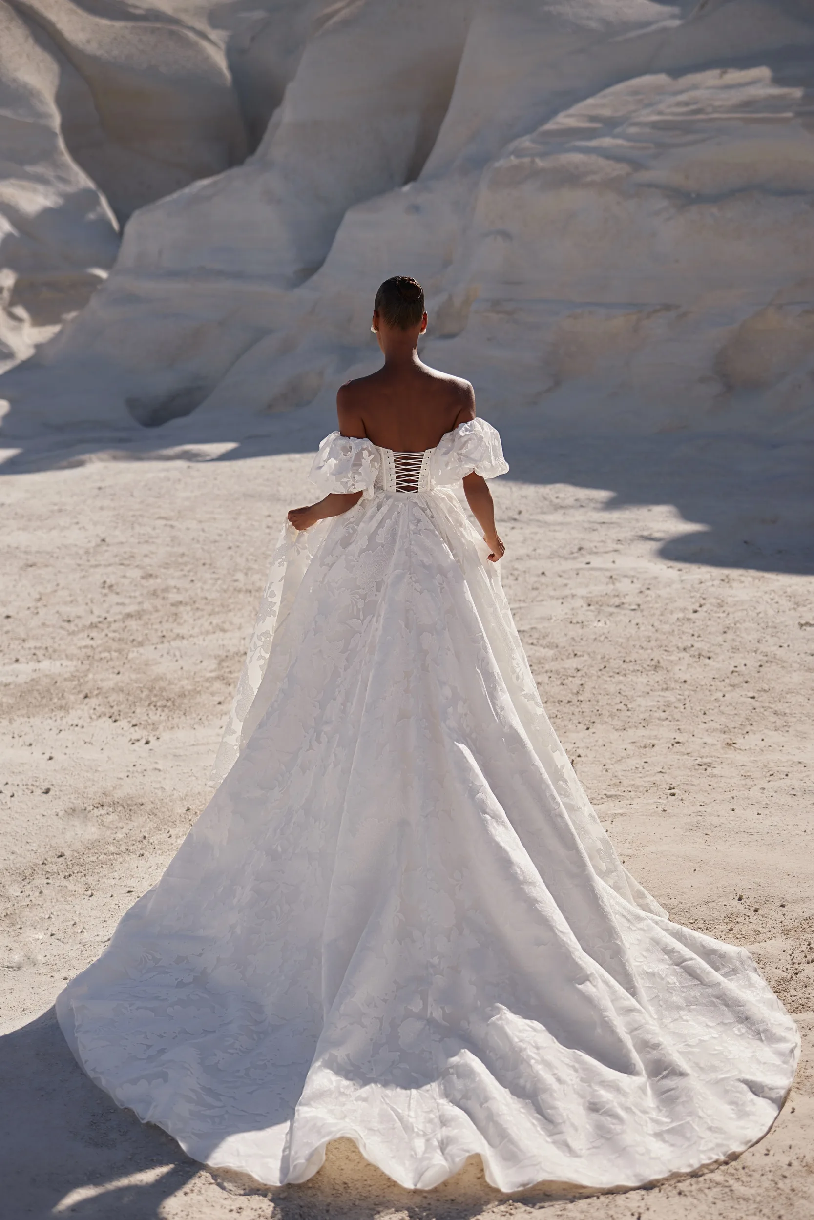satin a line dress wedding A Line Wedding Dress Satin Bow Back Long Sleeves