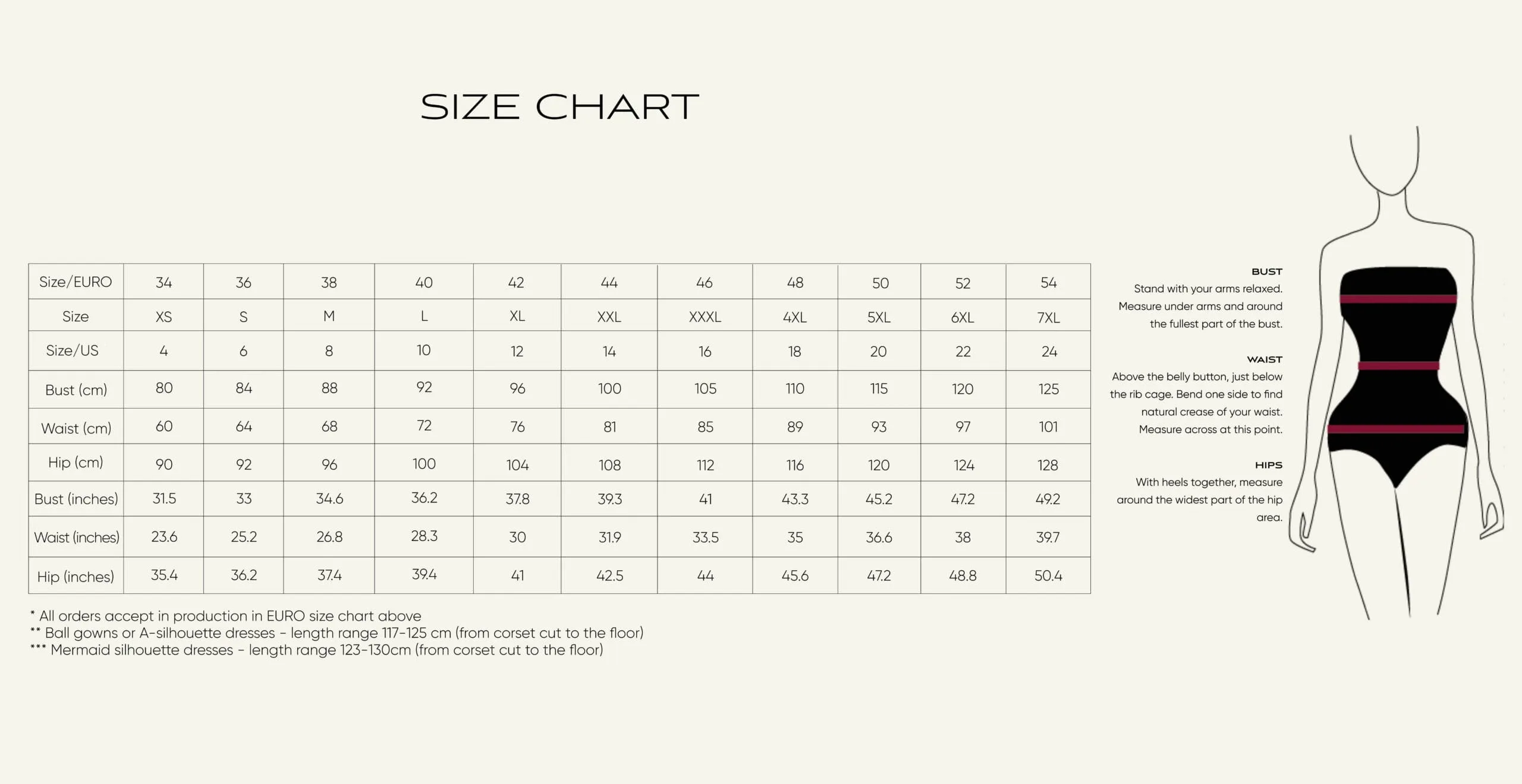 Size Chart - Eva Lendel | Luxury bridal fashion brand Size Chart - Eva Lendel | Luxury bridal fashion brand